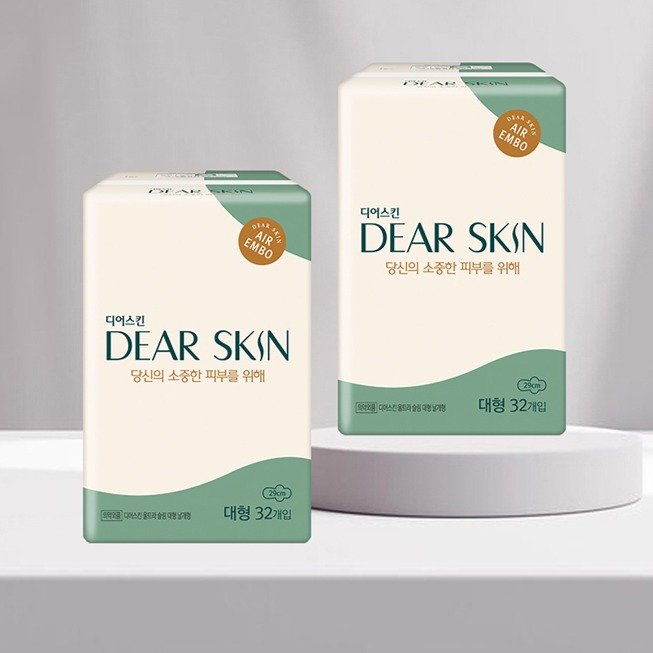 디어스킨 에어엠보 생리대 날개형, 대형, 64개입, 1세트쿠폰할인 상세 이미지 1