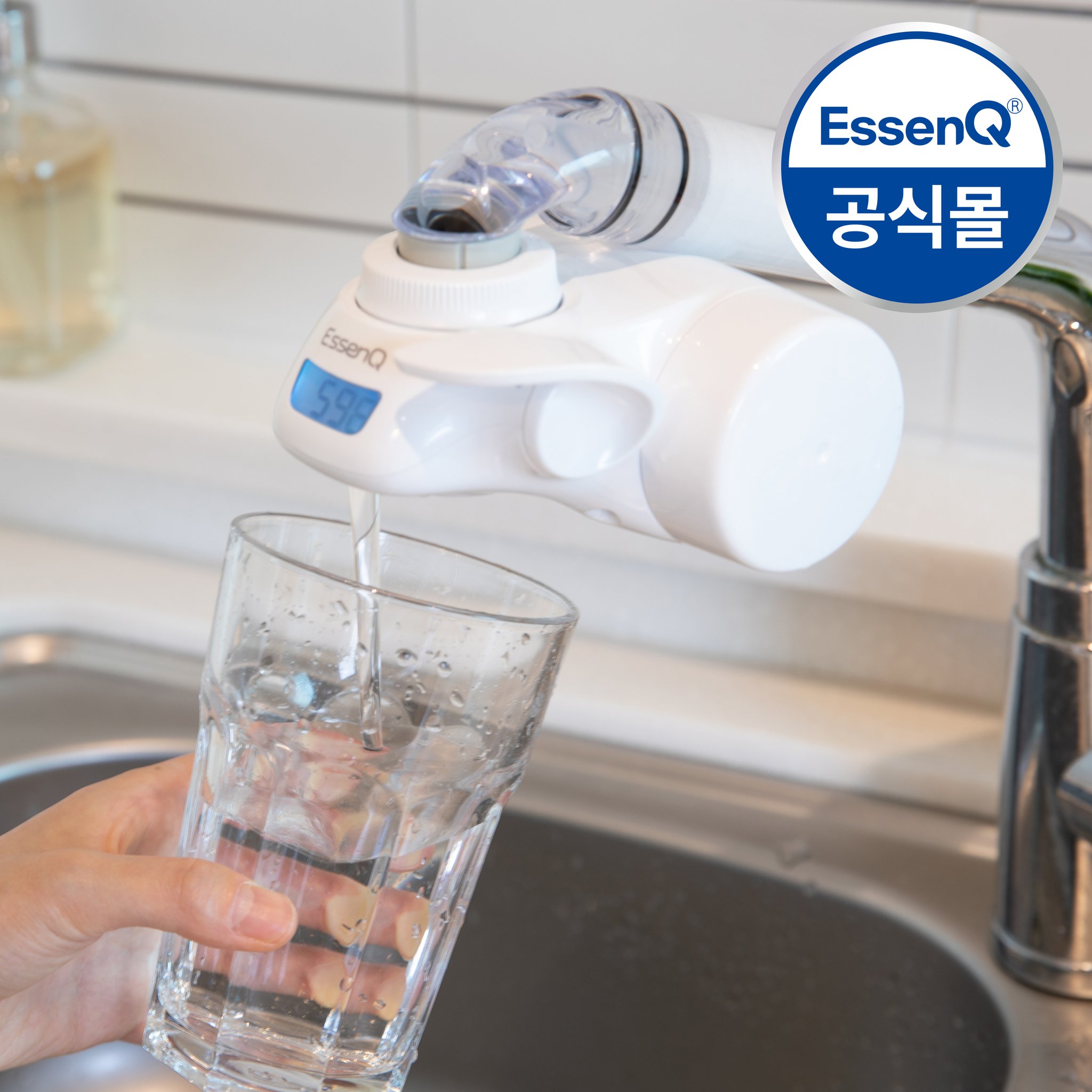 에센큐 디지털 직수형 주방 싱크대 수도꼭지 수전연결 무전원 미니정수기 핸디형 상세 이미지 1