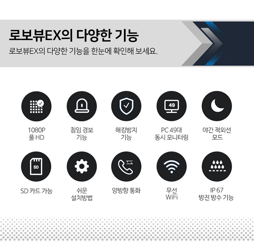 글로벌아이넷 로보뷰EX 홈 IP 카메라 CCTV 6mm 200만화소 1개 상세 이미지 2