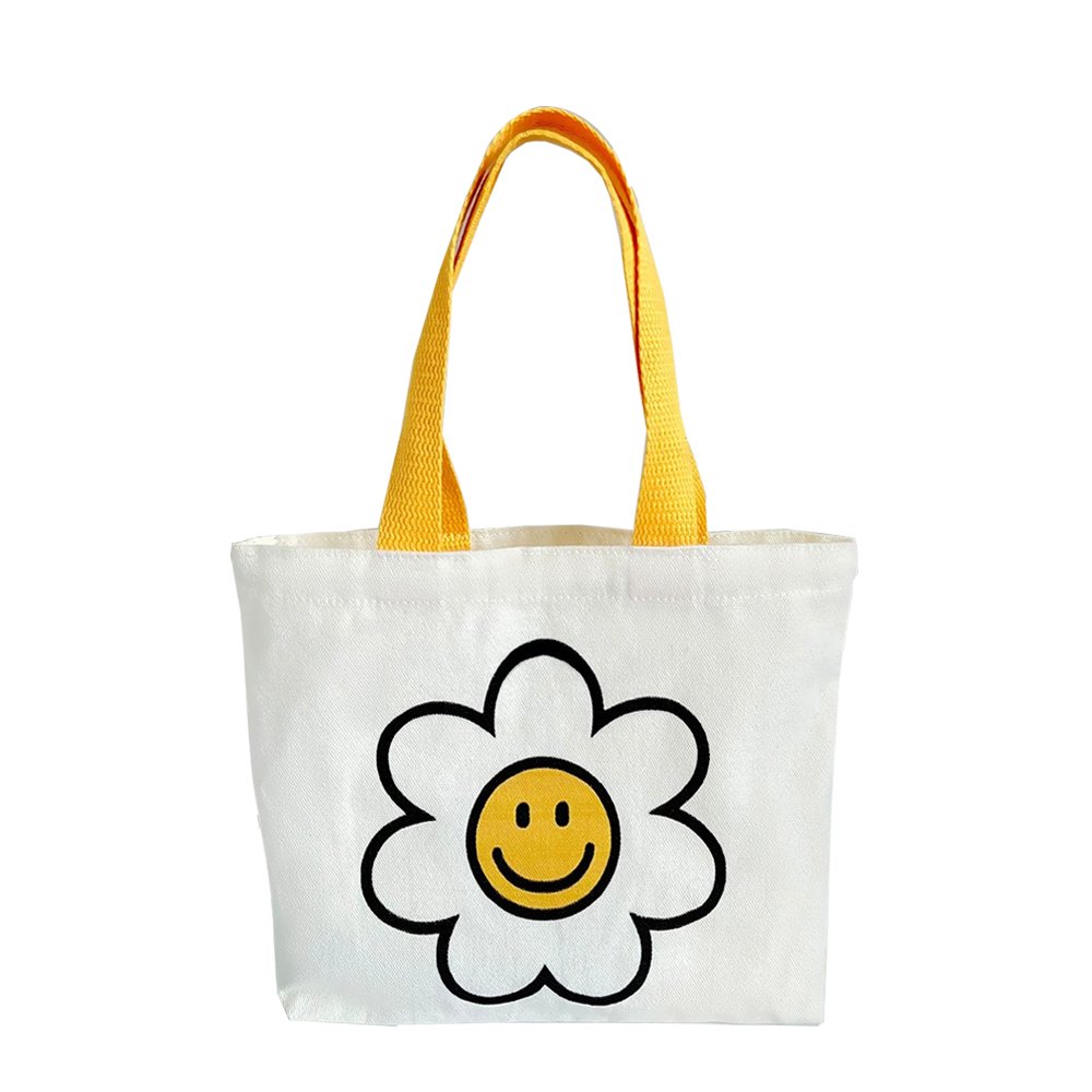 뷰레이터닷컴 스마일플라워 캔버스 미니 에코백 면가방 인쇄가능 상세 이미지 2