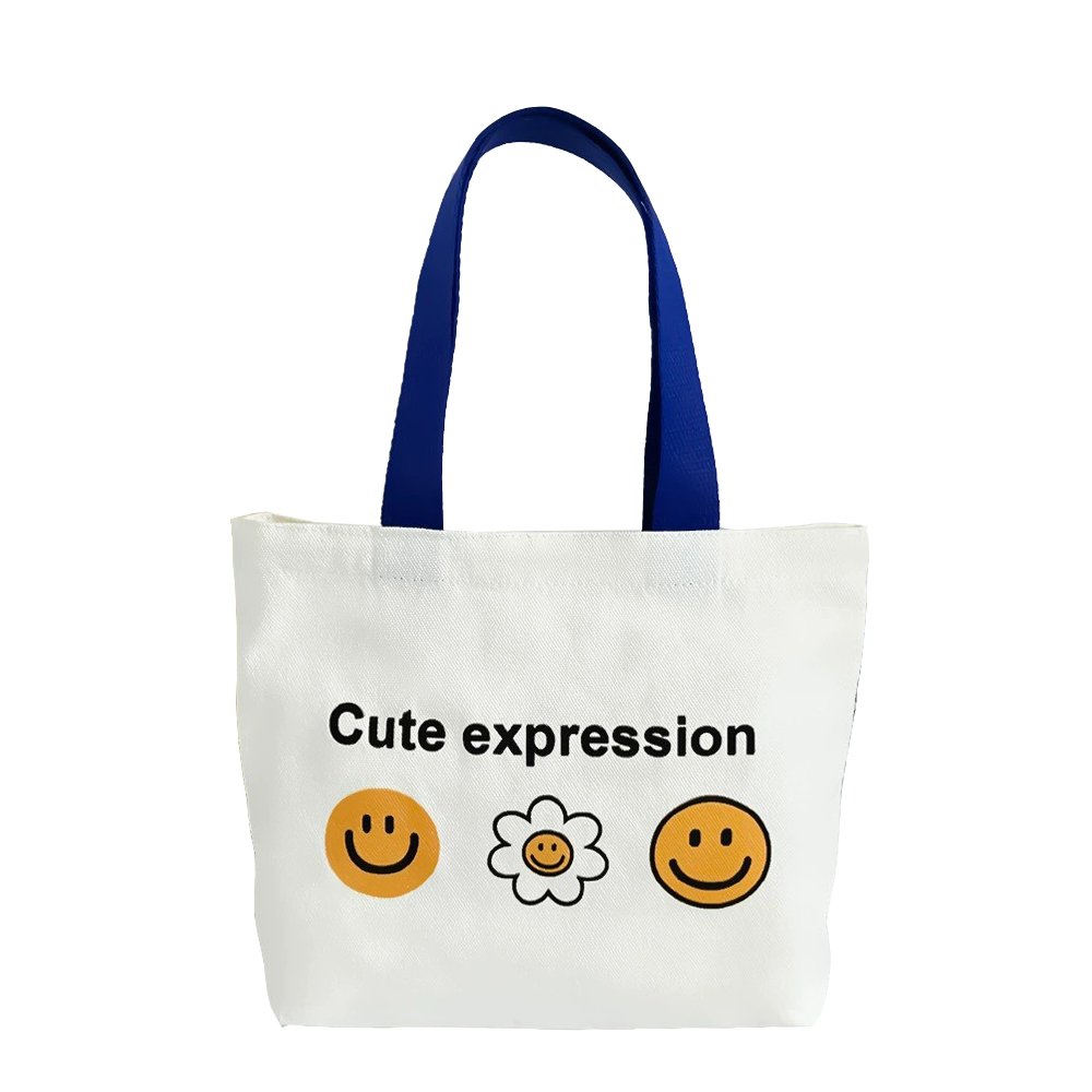 뷰레이터닷컴 스마일플라워 캔버스 미니 에코백 면가방 인쇄가능 상세 이미지 1