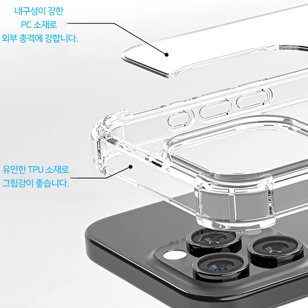 변색방지 카드 2장 수납 범퍼 케이스 투명, 갤럭시퀀텀4/갤럭시A54 상세 이미지 2