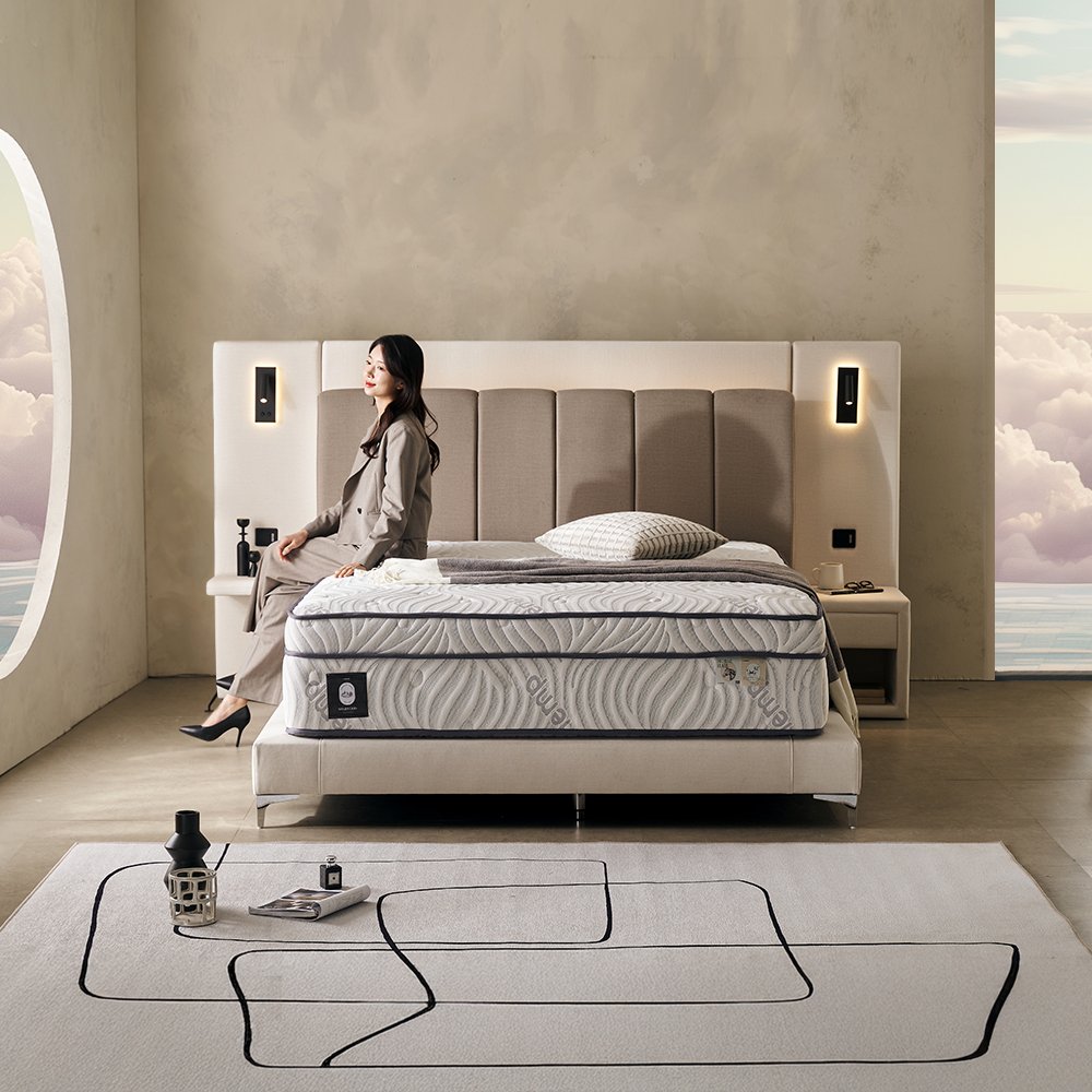 쉐우드가구 드리엘 호텔 평상형 LED 패브릭 침대프레임 Q(퀸), 크림01 상세 이미지 1